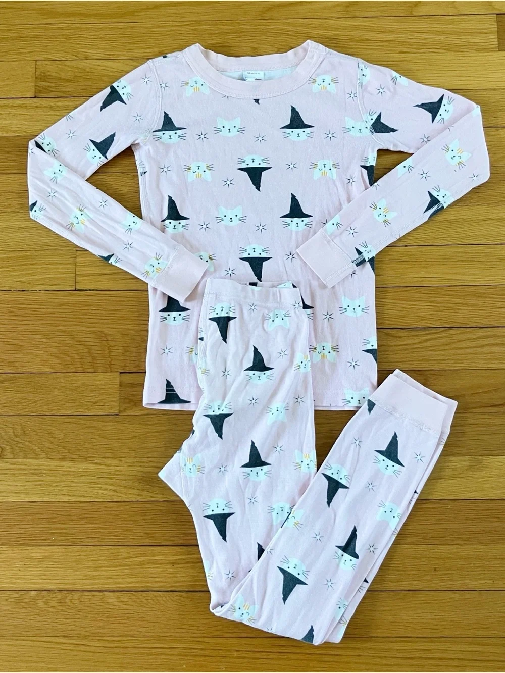 Hanna Andersson Pink Halloween Fall Witch Cat Cotton Pajamas Long Johns 140 10